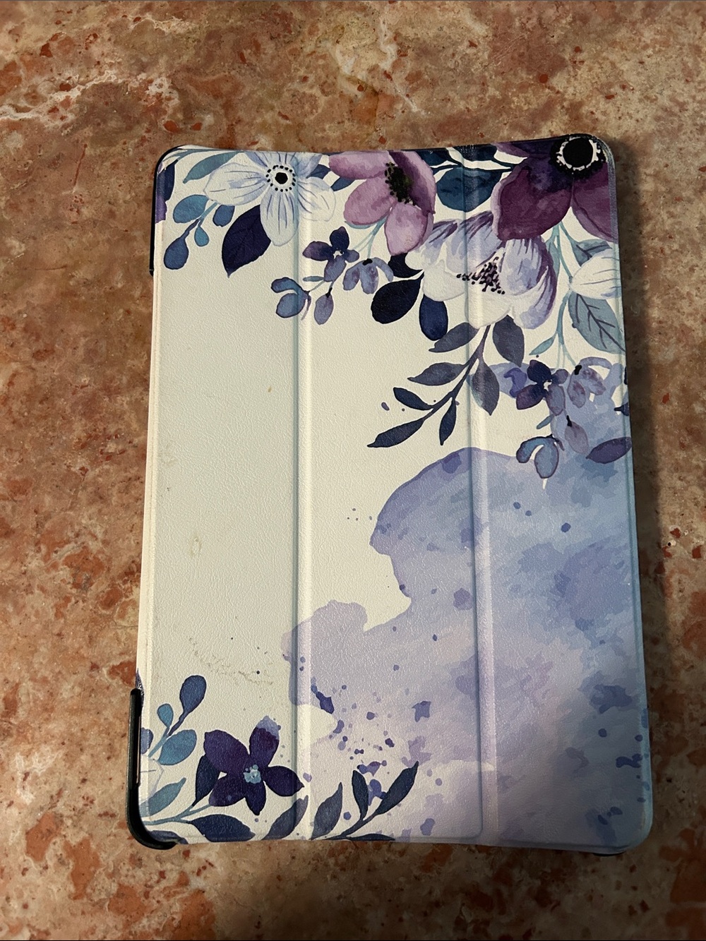 Purple Floral Tablet Folio Case - White & Purple